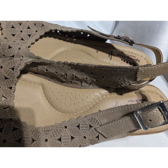 Spring Step Womens Laser-Cut Leather Wedge Sandals Italy sz 9 / 41 EUC coastal - Picture 4 of 5